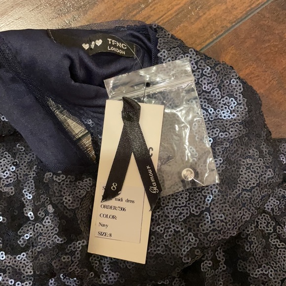 TFNC London Synthetic Long Sleeve Fit And Flare Sequin Midi Dress - Picture 4 of 7